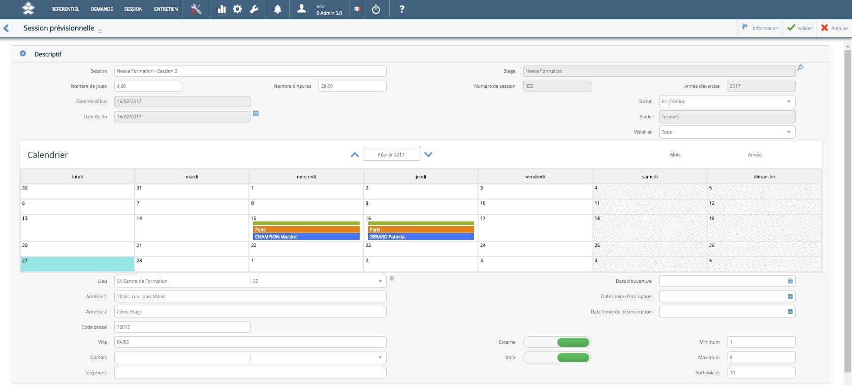 screen training center calendar